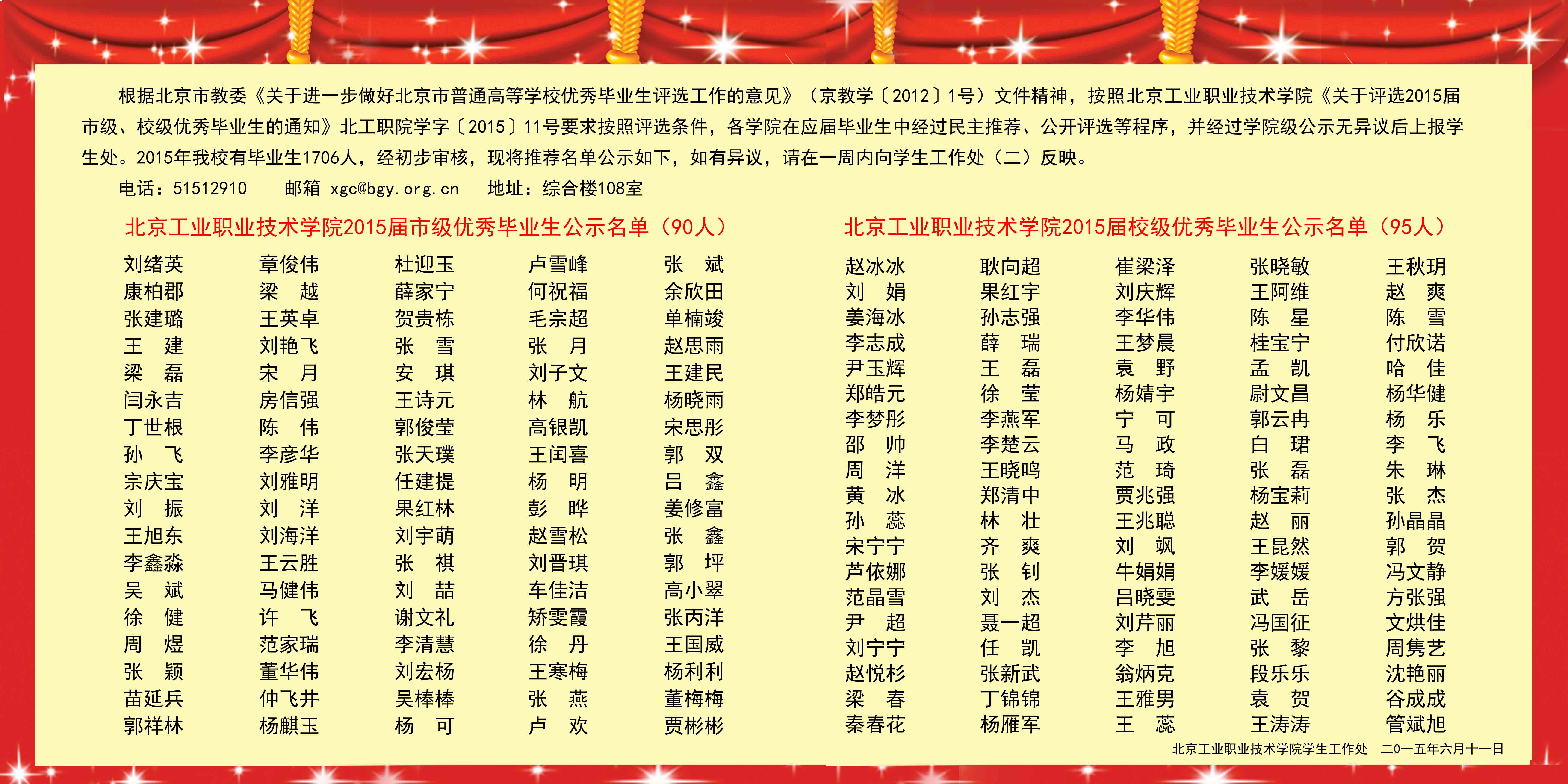 优秀毕业生公示名单